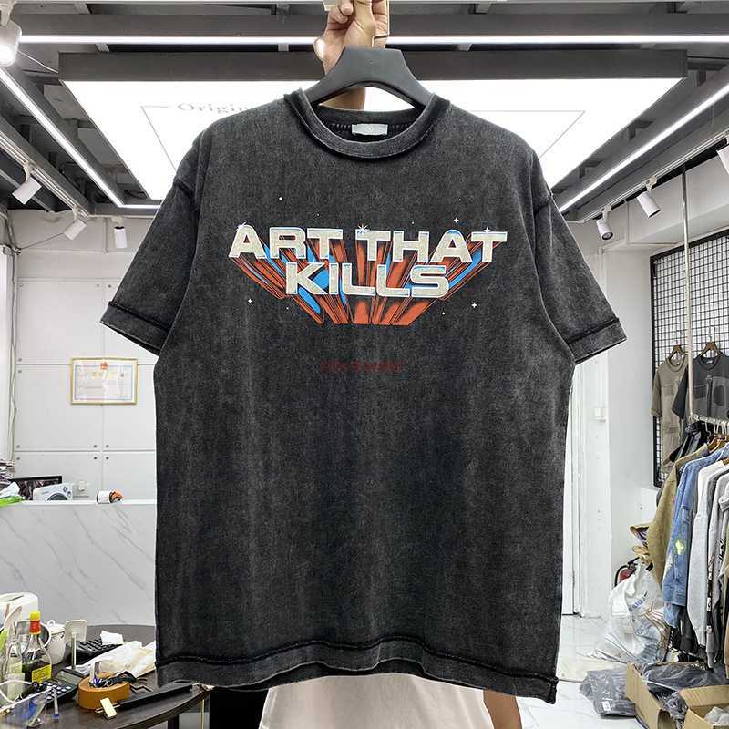 

Fashion Designer Clothing Tees Rock Tshirt Galleryes Depts 3d Effect Letter Printing Short Sleeve Worn Loose Hip Hop T-shirt Casual Streetwear Vintage Hip hop, Black