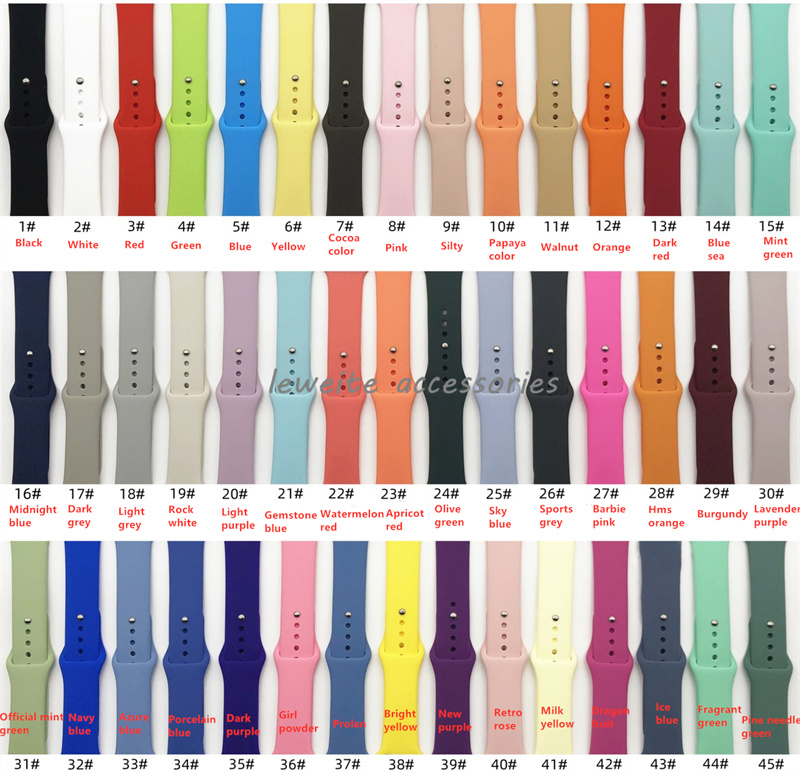

NEW 79 Colors For Apple Watch Bands Straps 38/40/41mm 42/44/45/49mm Soft Silicone Compatible with iwatch Ultra 8 7 6 5 4 3 2 1 SE