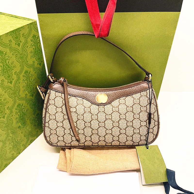 

Womens Mini designer ophidia bag double G half moon canvas tote handbag Shoulder bag mens canvas pochette Hobo belt gold chain underarm Luxurys crossbody clutch bags, 1-brown