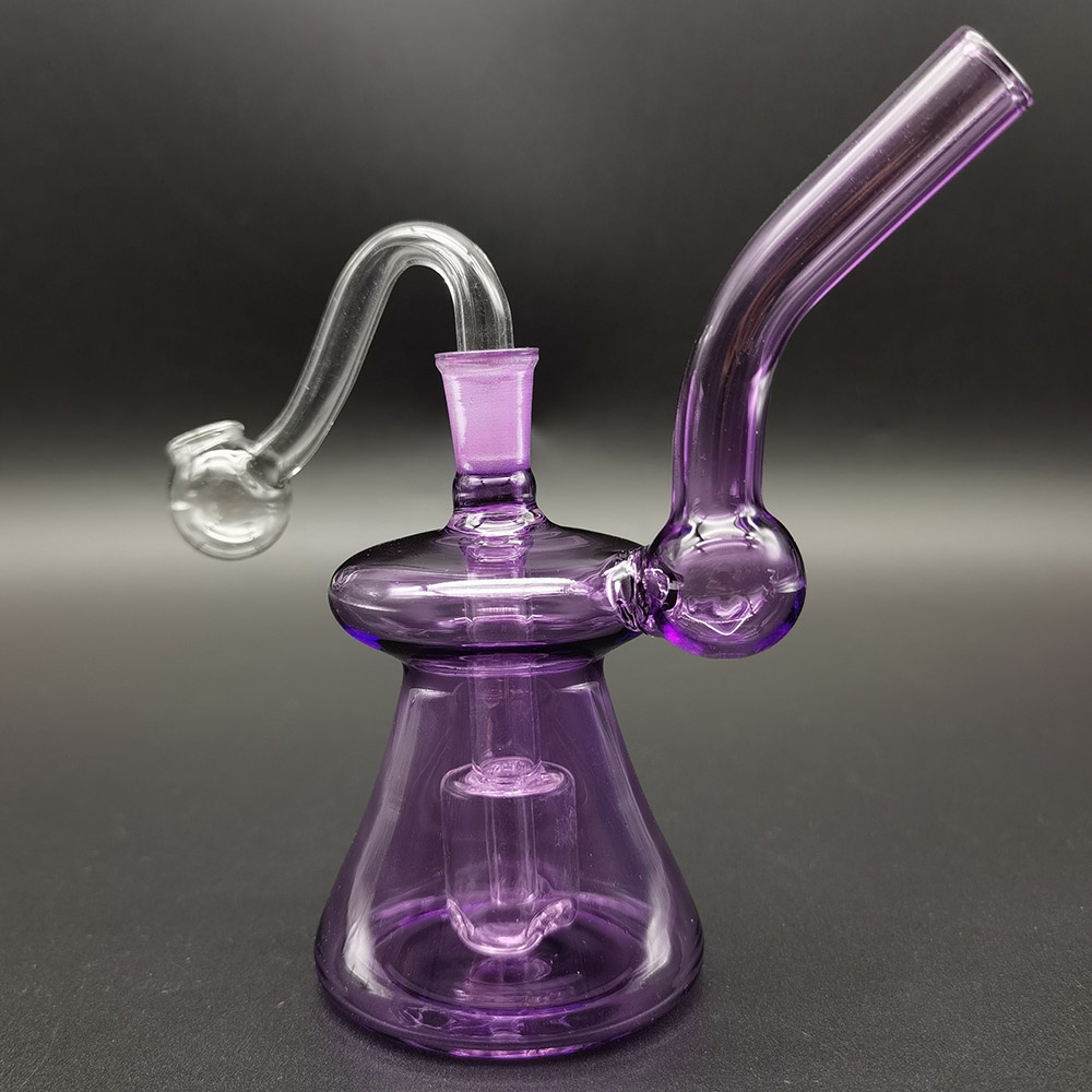 

Purple Water Pipe Bubbler Oil Burner Pipe Glass Bong Hand Pipes Hookahs Dab Rig Blunt Bubblers Recycler Water Pipe best quality