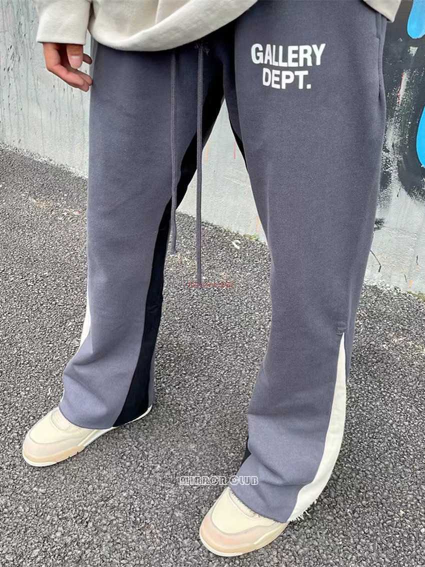 

Designer Clothing Fashion Pant Galleryes Depts Panel Washed Old Micro Flare Pants Men's Women's Drawstring Guard Pants Casual Wide Leg Pants Rock Sweatpants, Dark gray