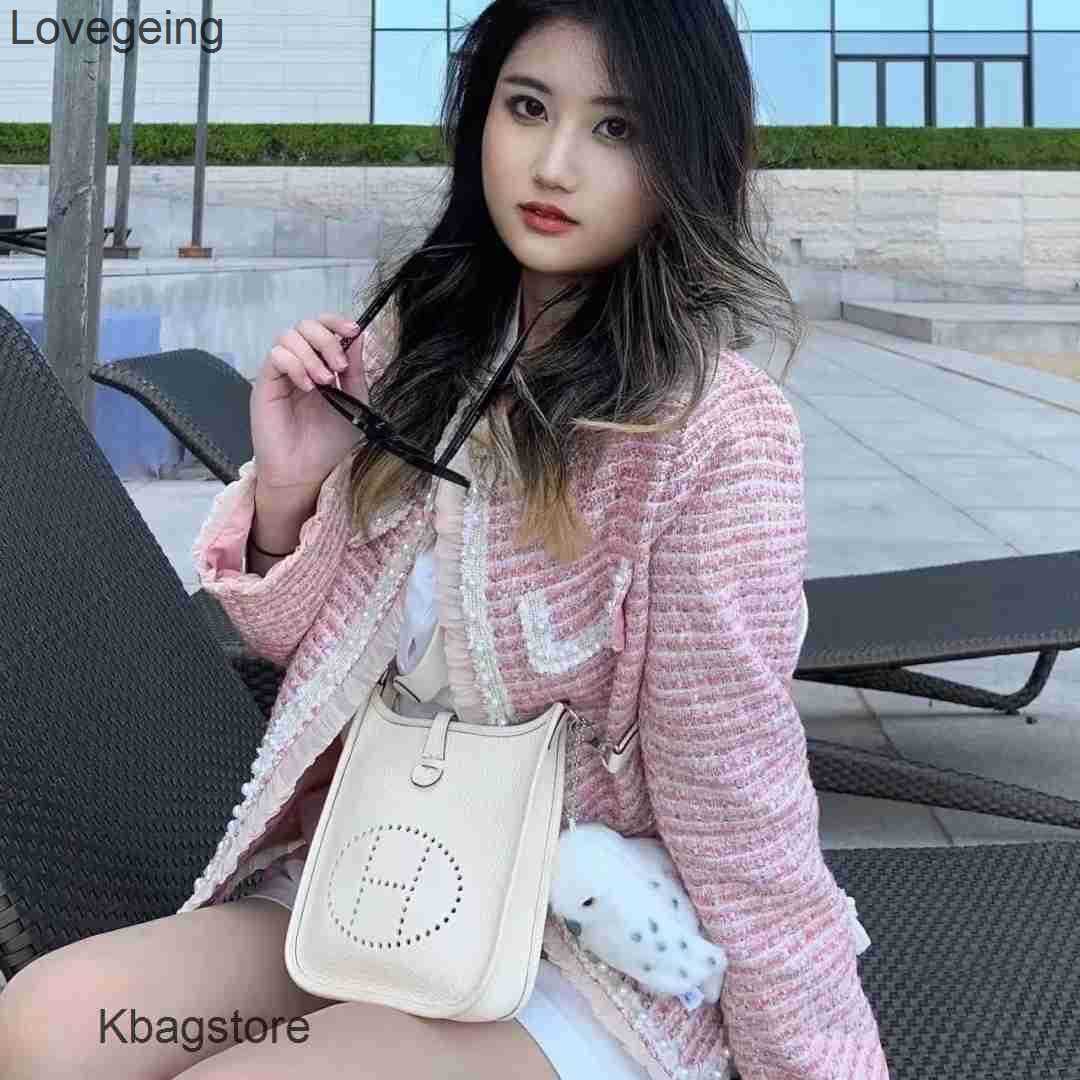 

Evelyn Bag Togo 2023 Tote Bags High Designer Top Layer Cowhide Bucket Leather Women's with Lychee Pattern h Hollow Out One Shoulder Crossbody Small, 17cm golden brown