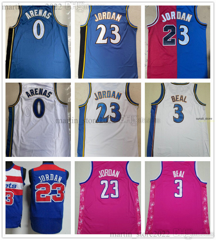 

100% Stitched Men 0 Basketball Gilbert Arenas Jerseys 23 Michael Bradley Beal 3 Embroidery, White