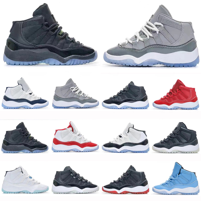 

kids shoes unc Cherry Jumpman 11s boys basketball 11 shoe Children black mid high sneaker Chicago military grey trainers baby kid youth toddler Size 25-35, As photo 21