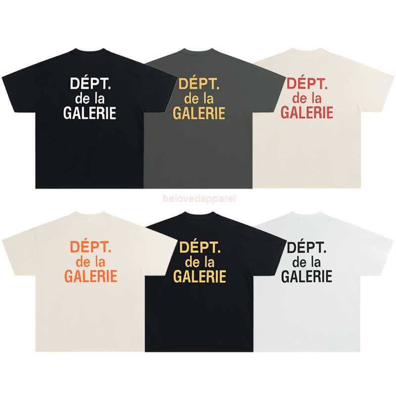 

Fashion Designer Clothing Galleryes Depts Tees Tshirt Classic French Letter Slogan Round Neck Short Sleeve T-shirt Men's Women's Pure Cotton Tee Hip hop Streetwear, Grayish yellow