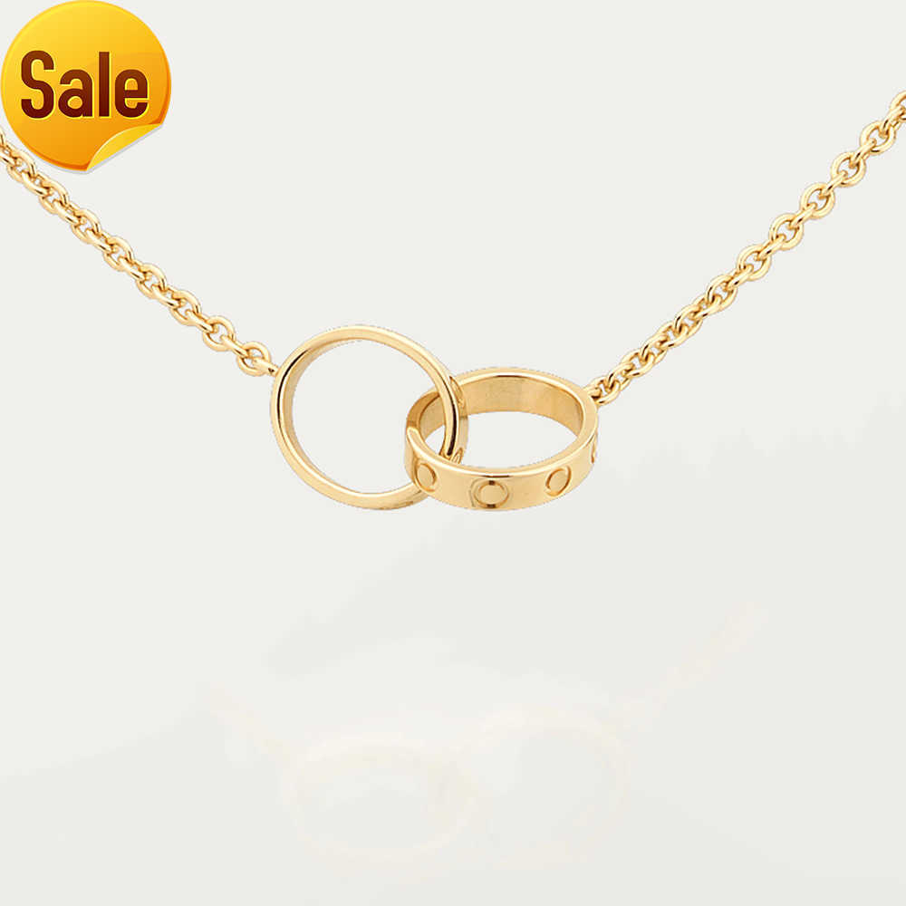 

High Edition Classic Design Pendant Love Necklace for Women Girls Double Loop Charms 18k gold S925 silver Wedding Jewelry Collares Collier