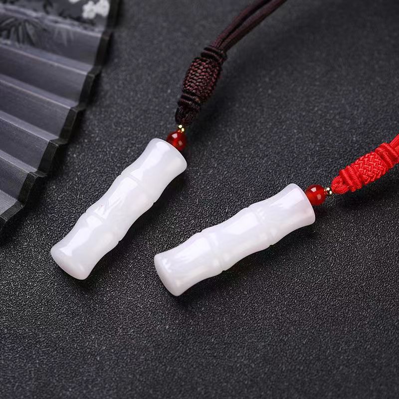 

Natural Hotan Jade Bamboo Pendant for Male and Female Students; Jade Pendant for Progressive Promotion; Gift Box for Sheep Fat White Jade Pendant