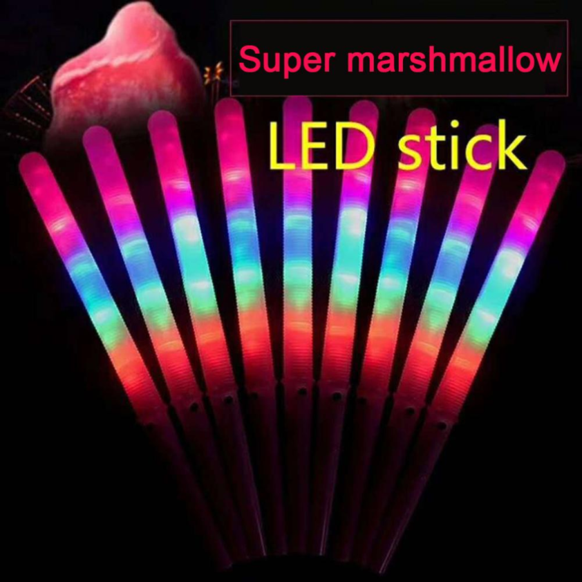 

New 28x1.75CM Colorful Party LED Light Stick Flash Glow Cotton Candy Stick Flashing Cone For Vocal Concerts Night Parties