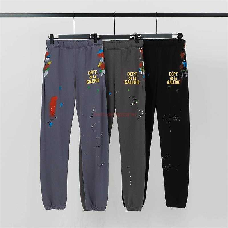 

Fashion Designer Clothing Galleryes Depts Casual pant Paint Splashing Ink Hand-painted Letter Printing Men's Loose Pants Women's Casual Leggings Streetwear Hip hop, Dark gray