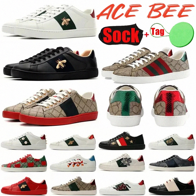 

Designer Casual Dress Shoes Italy Ace Sneakers Bee Snake Leather Embroidered Black men Tiger Chaussures interlocking White Shoe WalkingV8ge#