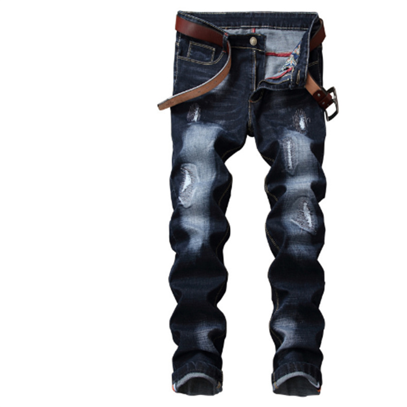 

Men Jeans Denim Straight Worn Out European And American Classic Long New Brand Fashion Brand Pants 28-38