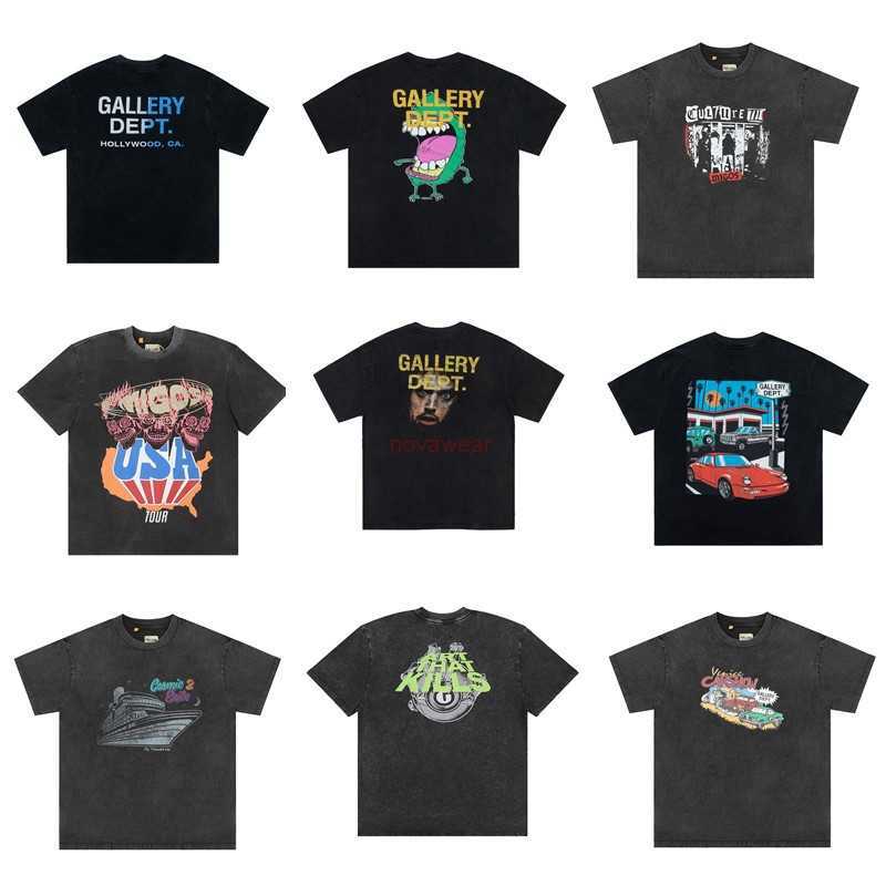 

Fashion Designer Clothing Tees Rock Tshirt Galleryes Depts American Fog High Street Vintage Washed Old Printed Short Sleeve T-shirt Men Women Summer Sportswear 23ss, Angel skeleton wash black