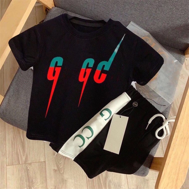 

Spring and summer trend designer clothing set children's clothing set girl boy clothing summer baby suit children's sports suit 2-piece set 90cm-160cm D2