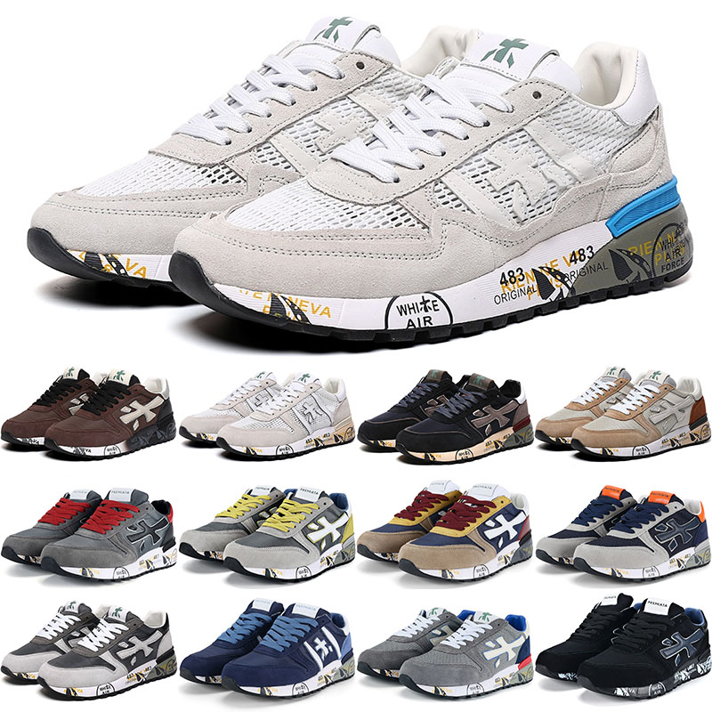 

PREMIATA Steven Genuine Training Shoes Men Top Layer Leather Cowskin Mick Lander Running Shoe Black Grey Blue Brown Trainers Walking Fitness Sports Sneakers