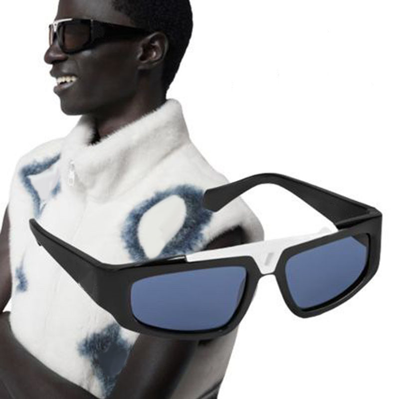 Trendy mens The new 1.1 Evidence Sport Sunglasses acetate rectangular sunglasses V-shaped hollow frame temple logo Z1950U fits the face shape of-image-923630082