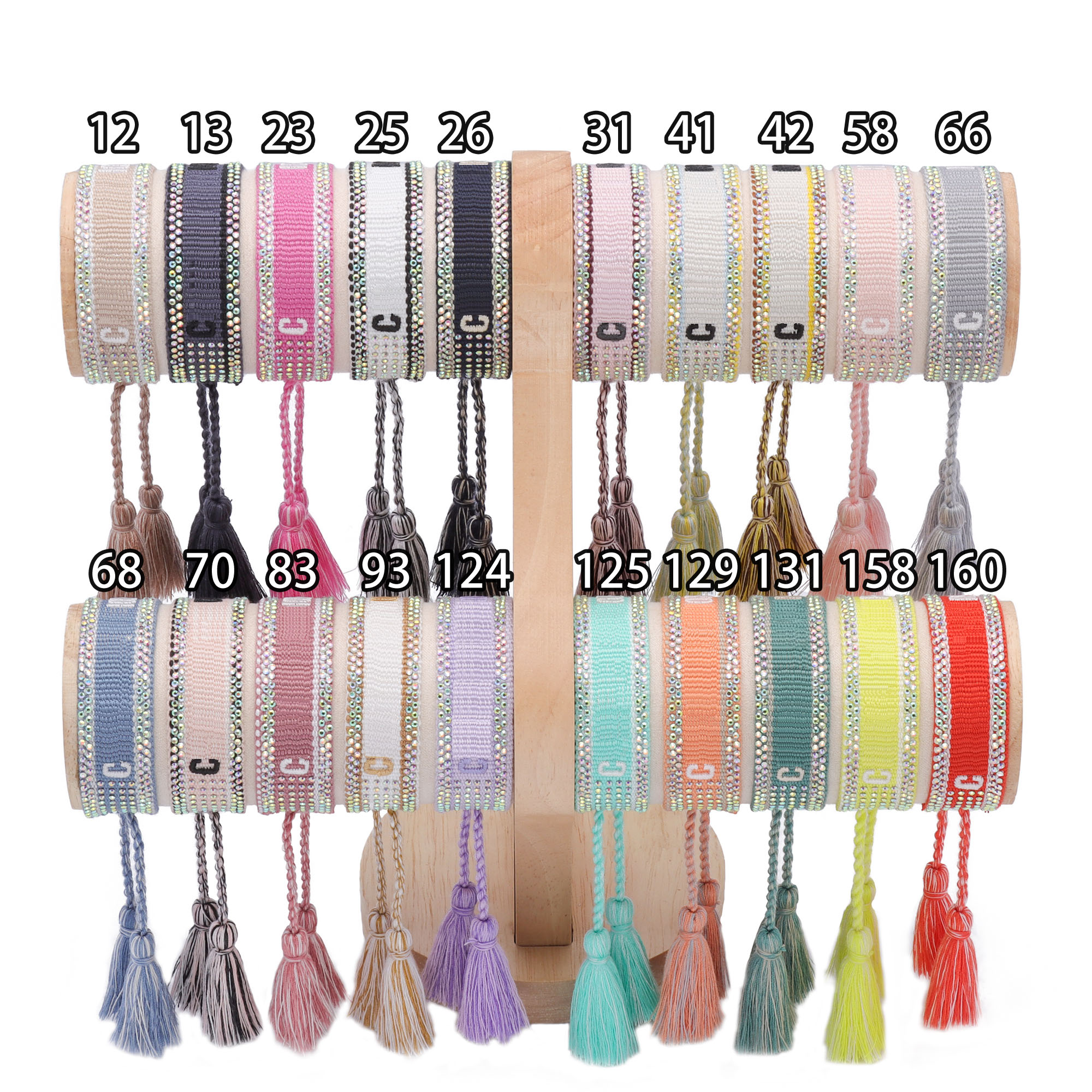 

Cotton woven Letter Embroidery tassel bangle with Crystal Lace-up Bracelet Adjustable Festival bracelets jewelry gift party beauty
