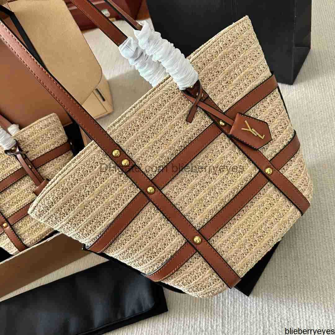 

Designer Bag Brand Ladies Men's Commuter Vacation Beach Dish Basket Shopping Bag Beach Bag Straw Woven Tote Bag Raffia Weave Beach, Black