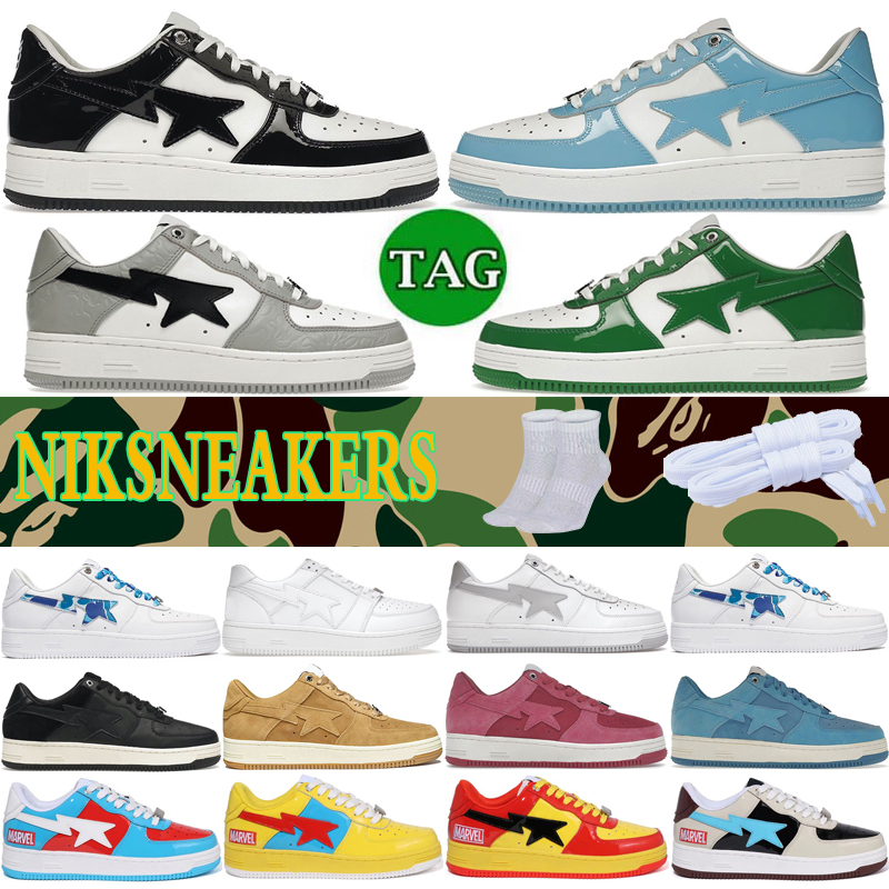 

Bapestas Baped Mens Womens Sk8 Shoes A Bathing BapeStar Sta Camo Black White Green Red Orange Pink Camouflage Designer Trainers shoes, 14