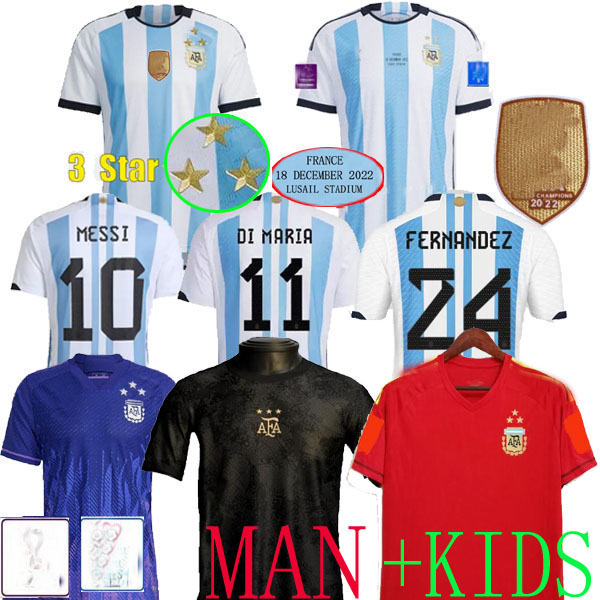 

2023 ARGENTINA home away 3 Star Soccer Jerseys fan version final champions 2022 J.ALVAREZ DE PAUL special Kids kit 23 24 jersey football shirts lady sets GOALKEEPER, 3 star away man 1