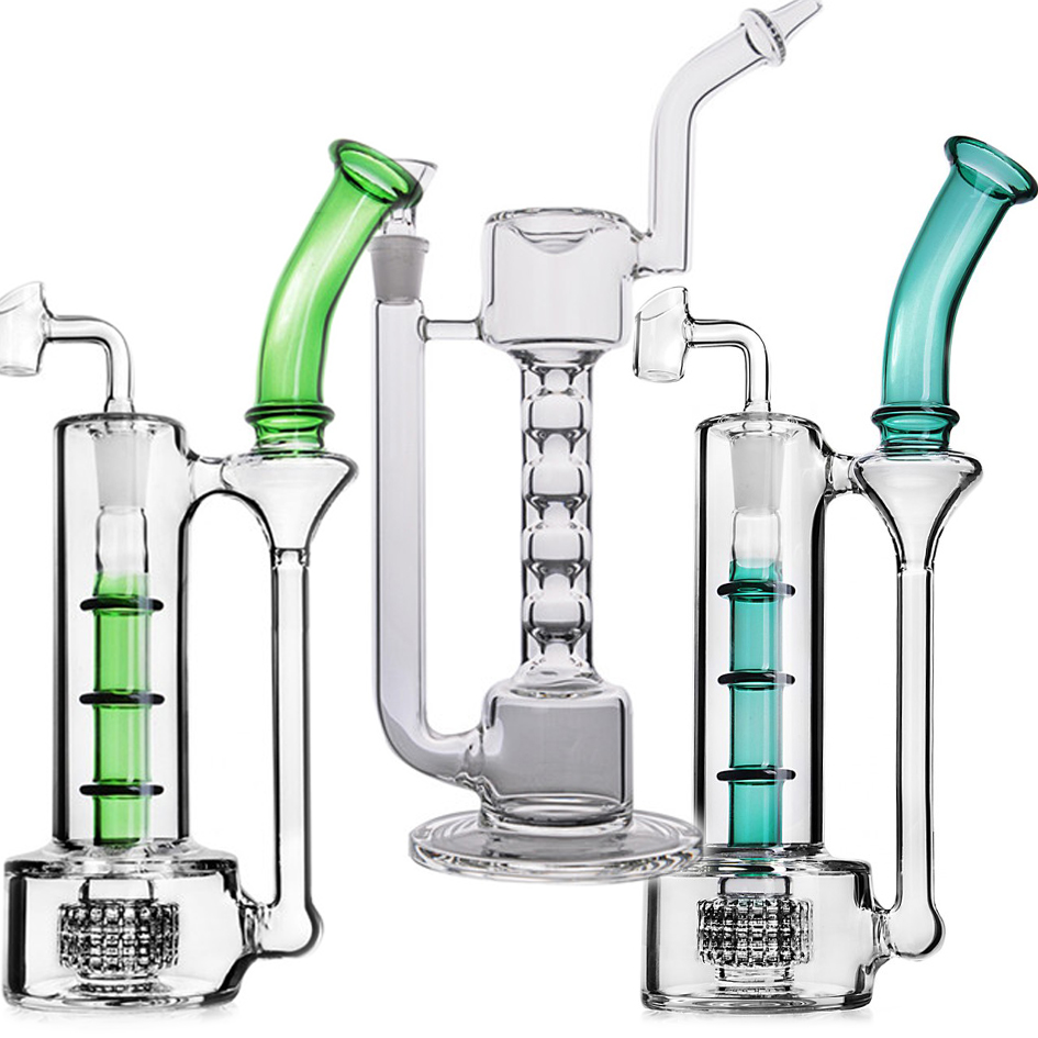 

Straight Tube Bong Hookahs Stereo Matrix perc 14mm Big glass Bongs Waterpipes Recycler Oil Rigs Sovereignty