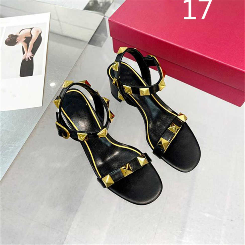 

Fashion Dress Shoes Valentinoity Women Leather High Heel Metal Buckle Letter Wedding Party Business Casual Flat Shoes 04-07