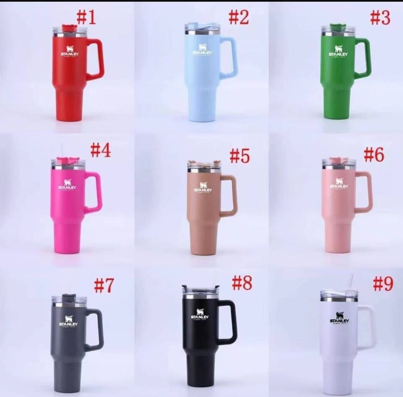 

40oz Stanley Tumblers with Handle and Straw Vacuum Sealed Insulated Travel Mug, Pink