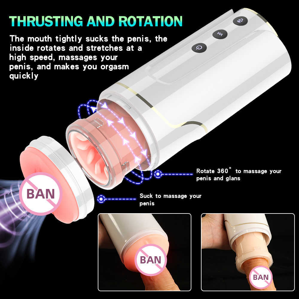 Vagina Realistic Perfect Partnert Massager Masturbator Sex Toy HESEKS Automatic Electric Masturbation Cup Hands Free Men Masturbators Blowjob Hav-image-861871275