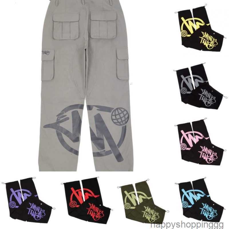 

2023 New Minus Two Cargos Usa Style Fashion Print High Street Men's Streetwear Pants Hip Hop Skateboard Clothes Minustwo A4nt, Black yellow