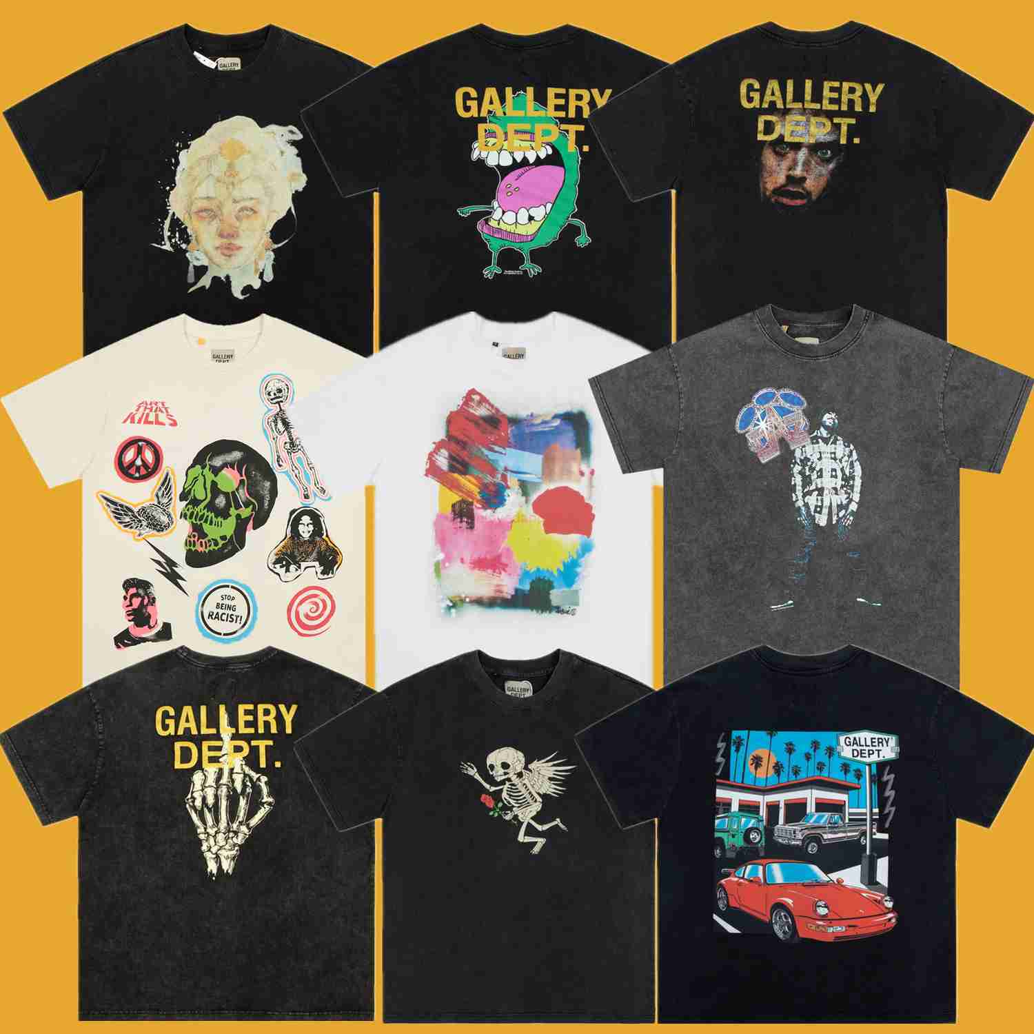 

Fashion Designer Clothing Galleryes deptes Tees Tshirt Fashion Brand American Style Wash Do Garment Wash Summer Vintage Loose High Street Short Sleeve T-shirt Men, Water wash black joint eyeball