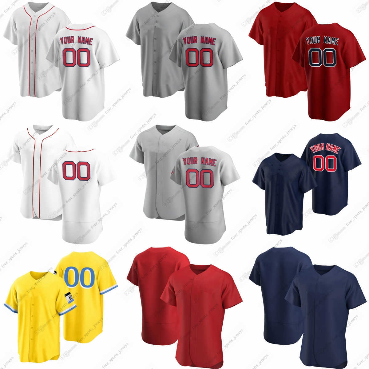 

2023 Custom Red Sox Baseball Jersey David Ortiz Alex Verdugo Masataka Yoshida Carl Yastrzemski Chris Sale Enrique Hernandez Rafael Devers Brennan Bernardino, Men sizes--6xl