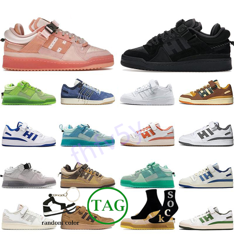 

Flat Forum Low Platform Sneakers Running Casual Shoes Add Bad Bunny Buckle Brown Pink Easter Volt Designer Bright Blue OG Mens Women Sports Trainers With Socks top, No box