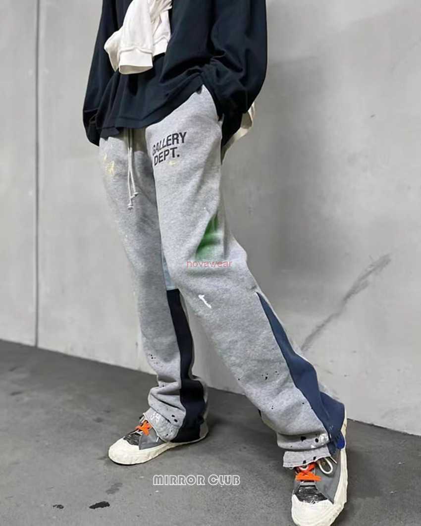 

Designer Clothing Fashion Pant Galleryes Depts Hand-painted Speckler Graffiti Drawstring Splice Colored Micro Horn Guard Pants Casual Long Pants Mens Hip hop, Orange
