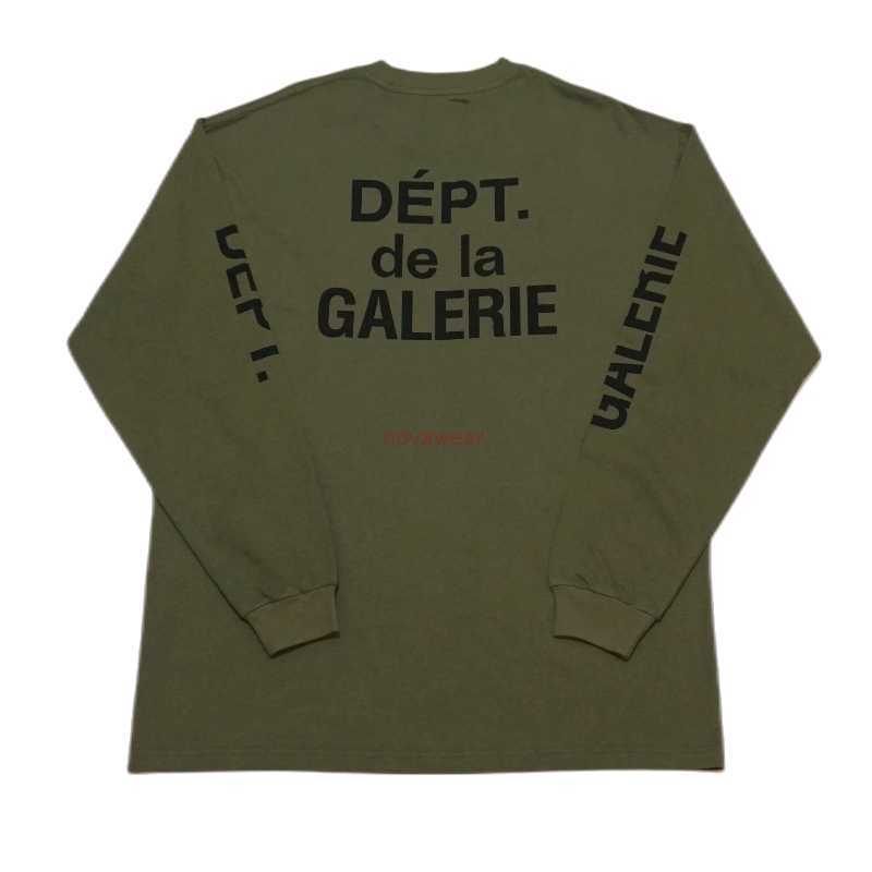 

Fashion Designer Clothing Tees Rock Tshirt Galleryes Depts Military Green French Basic Print Long Sleeve Bottomed T-shirt Loose Trend brand Tee Streetwear Hip hop, Army green