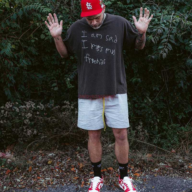 

Fashion Designer Clothing Galleryes Depts Tees Rock Tshirt High Street Distressed Im Sad I'm Feeling Disappointed Printed Loose Popular Short Sleeves mens womens, Black