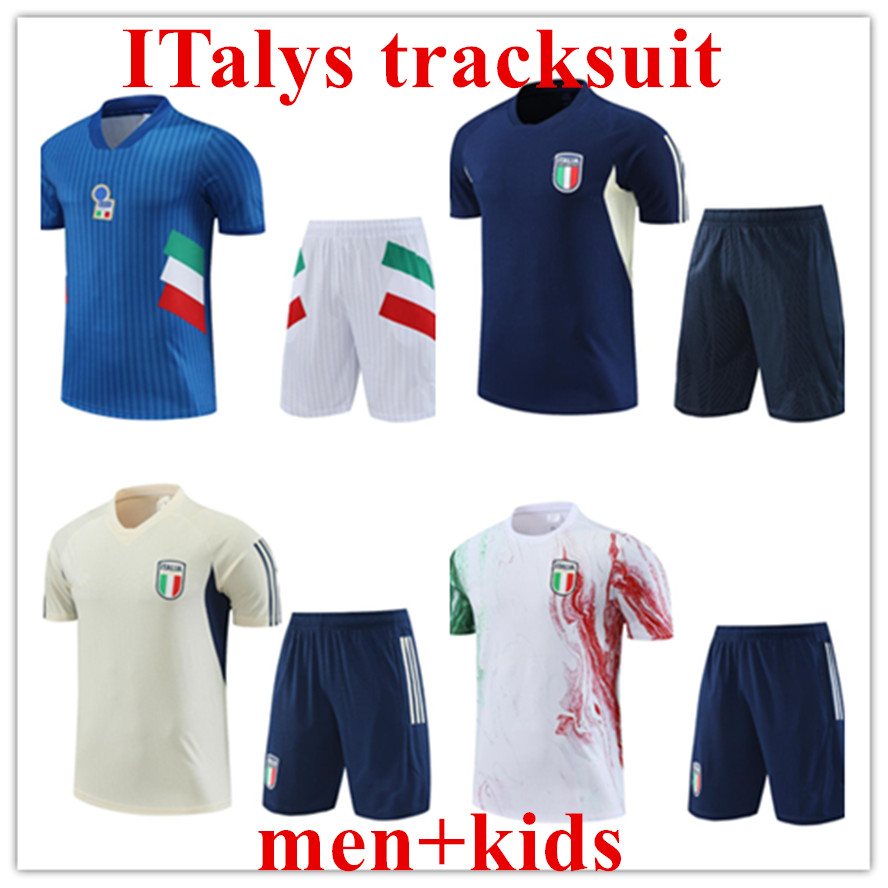 

23 24 ITalys tracksuit survetement Short sleeve Training suit men and kids sets 22 23 24 Italia man football tracksuits set