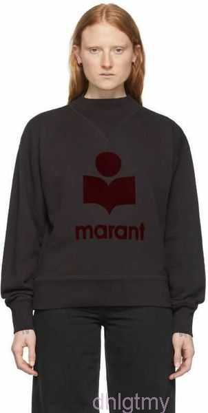 

Marant Designer Pullover Sweatshirt Isabel Flocking Print Half High Collar Long Sleeve for Women Fashion Hoodies FCGH, Brown black