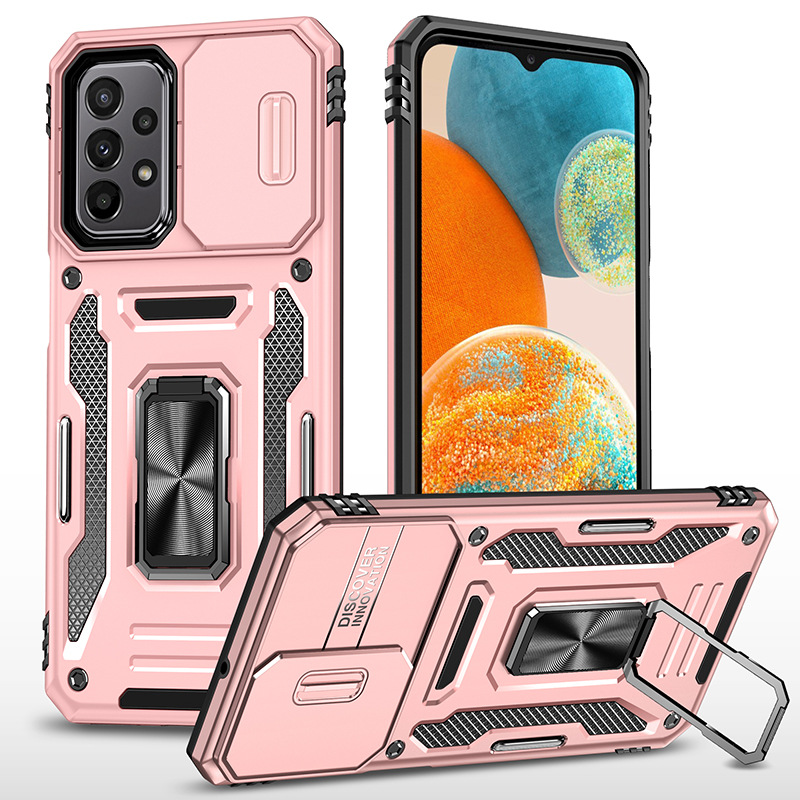 

Military Grade Shockproof Phone Cases for Samsung Galaxy A54 5G A14 A23 A13 4G Magnetic Rotated Kickstand Car Mount Ring Slide Camera Cover, Red
