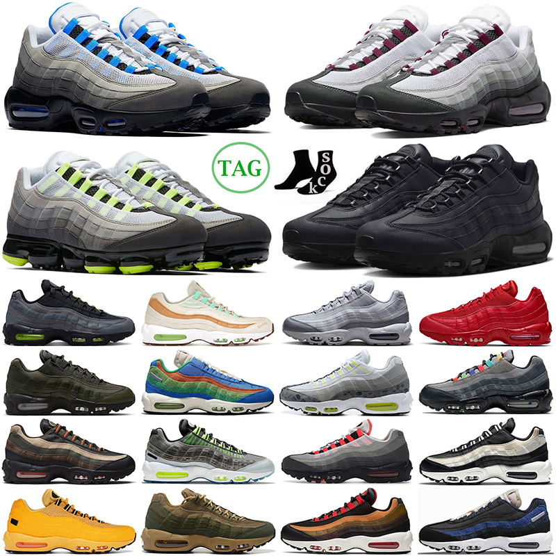 

OG 95 running shoes men women 95s Crystal Blue Dark Beetroot Triple Black White Neon Solar Red Midnight Navy Smoke Grey Fish Scales mens trainers outdoor sneakers, 32