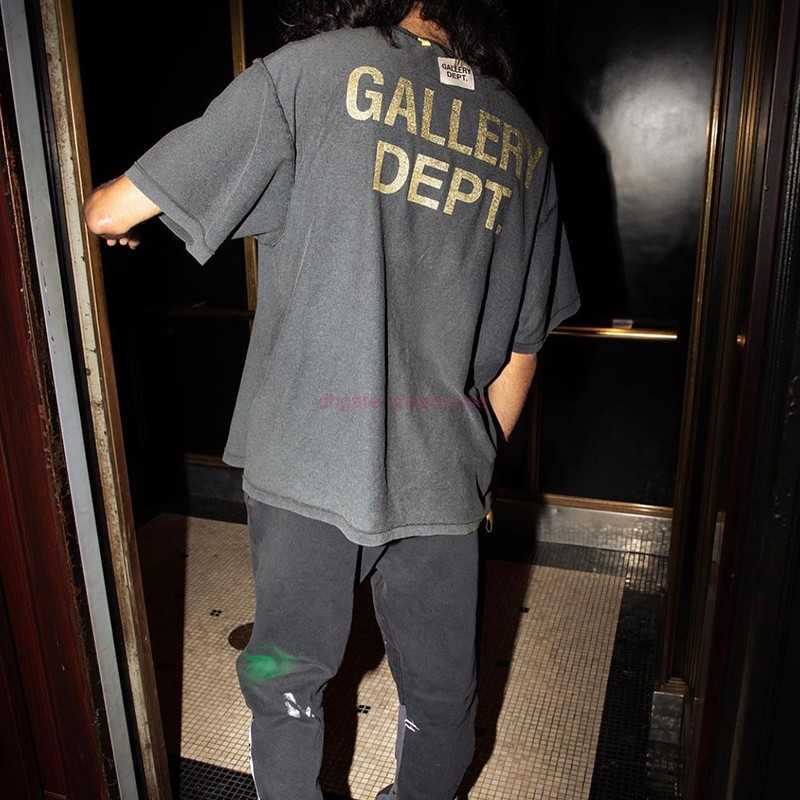 

Fashion Designer Clothing Tees Rock Tshirt Galleryes Depts American High Street Loose Vintage Print in Sideout Reverse T-shirt Men Women Sportswear 23ss, Washing ash