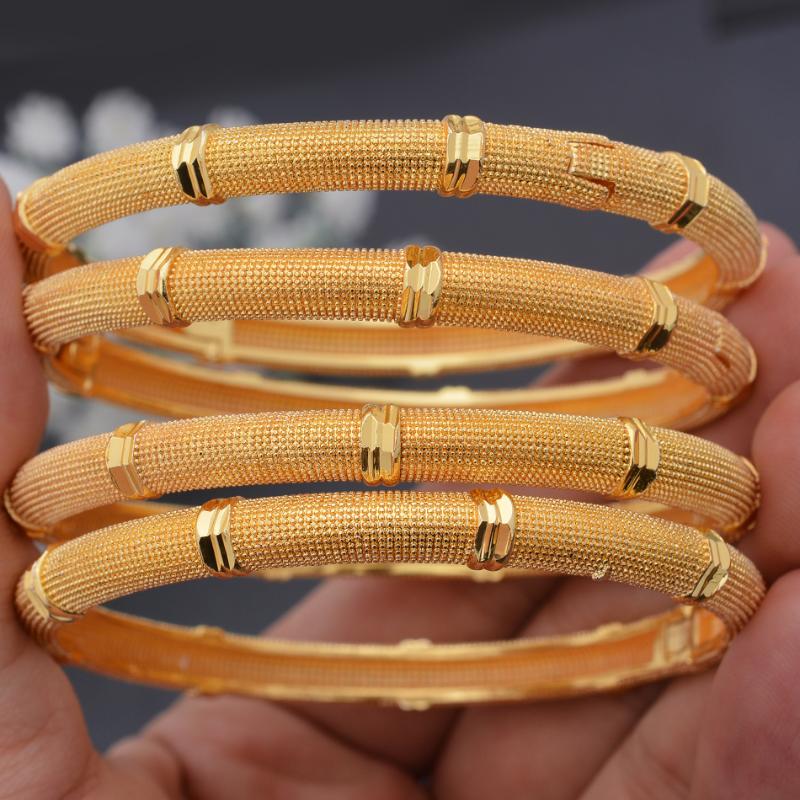 

Bangle 4pcs/Set 24K Gold Color African Bridal Dubai Bangles For Girl Saudi Arab Wedding Bracelet&Bangles JewelryBangle