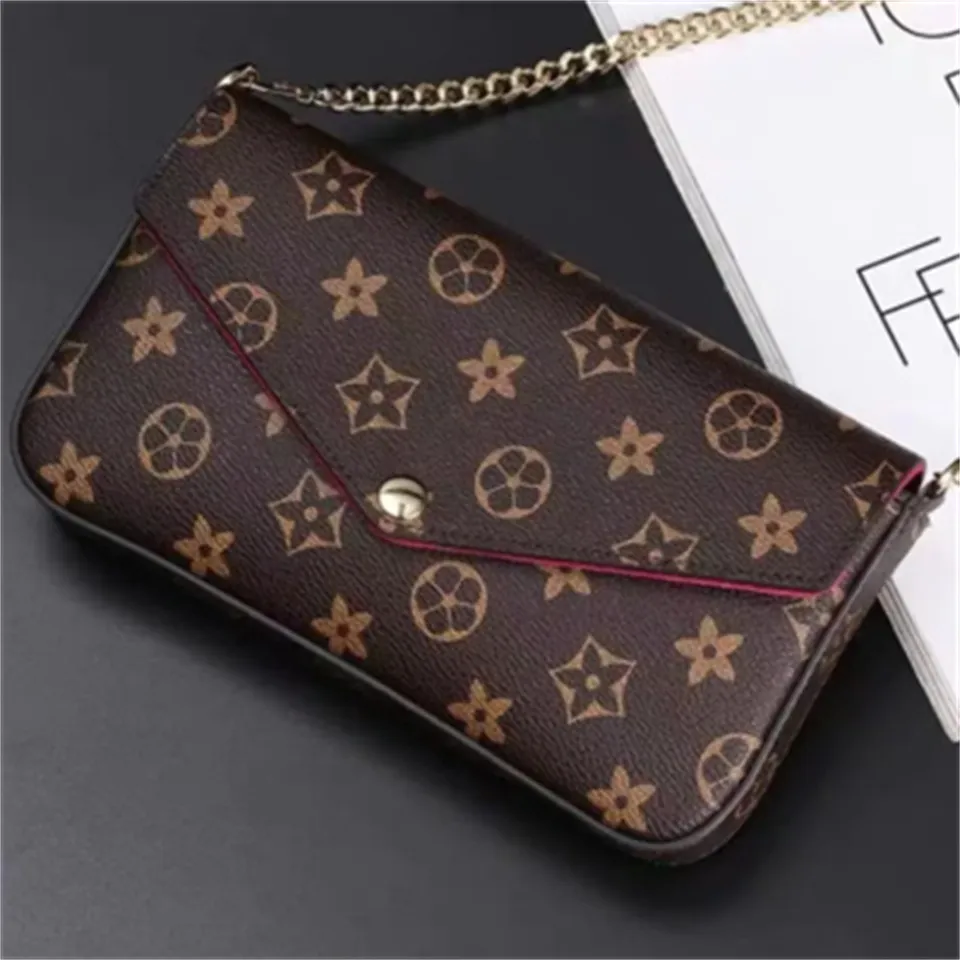 Sac de créateur 3pcs Set Pochette Felicie Chaîne Femmes Sacs Hands Hands Crossbody Purse Fashion Bourse Le portefeuille Tote Bag 61276 Louiseitys