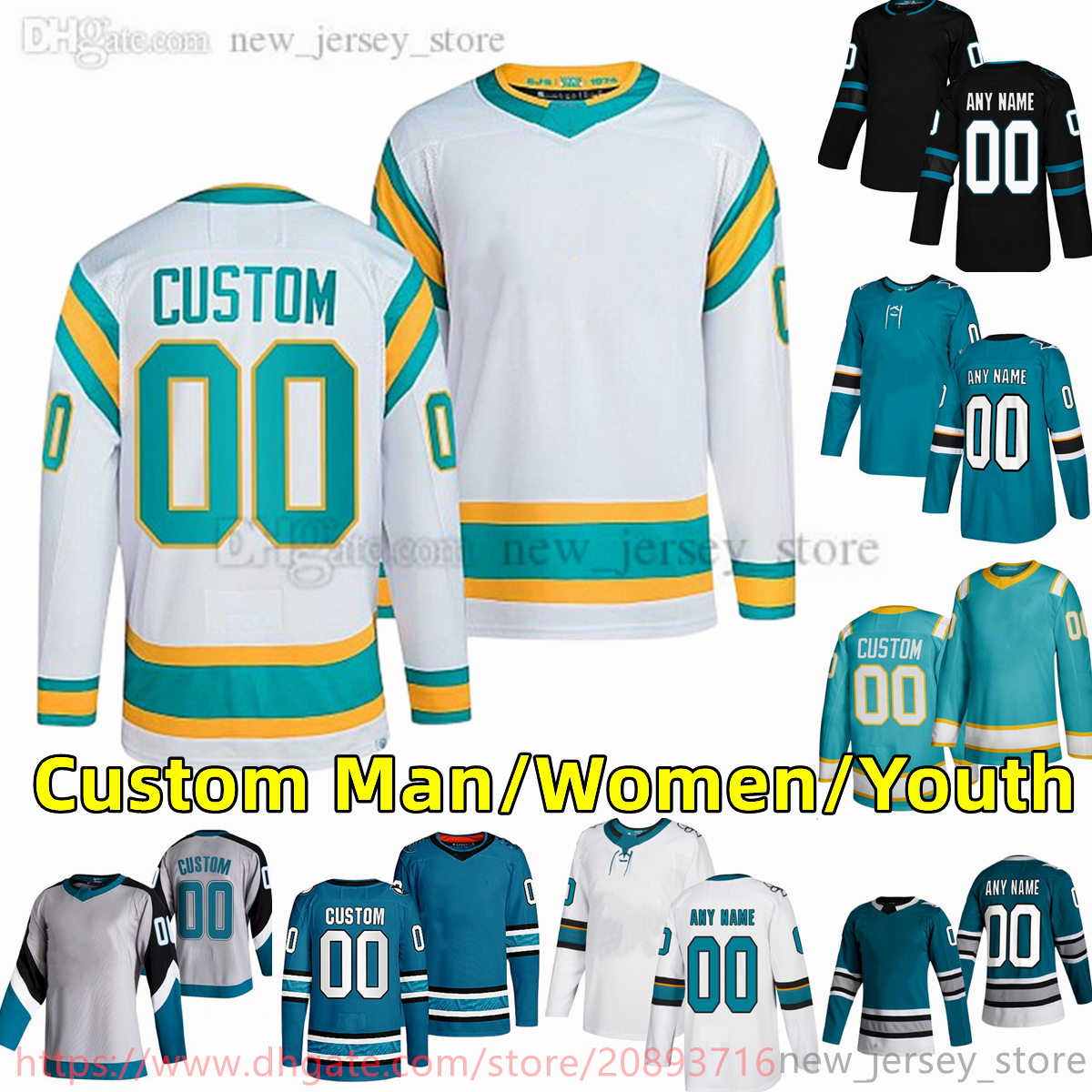 

Custom S-6XL Movie College Hockey Wears Jersey Embroidery 39 LoganCouture 48 TomasHertl28 TimoMeier 65 ErikKarlsson 13 NickBonino 88 BrentBurns NicoSturm Jerseys, Women only s-xxl
