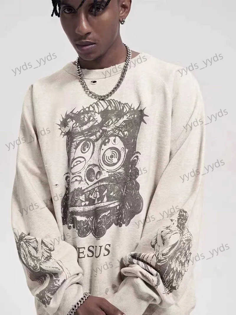 Hoodies Sweatshirts Saint Michael Pullover Murakami Takashi Hand-painted Hip Hop Style Round Neck Long Sleeve Men Autumn and Winter T231127