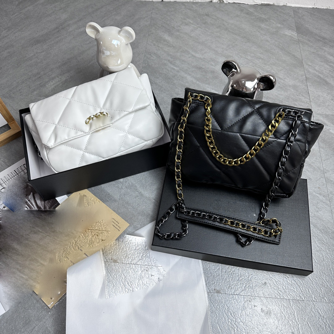 

ChaneI 19bags Designer Bags Shoulder Bag Classic Diamond Lattice Genuine Leather Crossbody Bags Womens Purses and Handbags with Shoulderpads 29x8cm, White