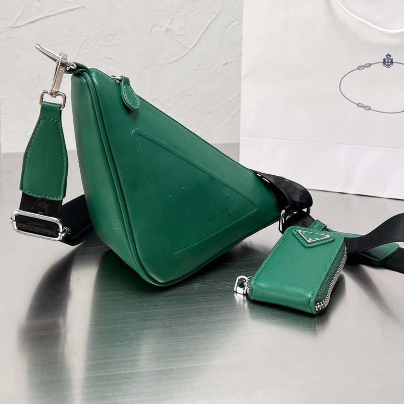 

Triangle Shape Handbag Crossbody Bags Genuine leather Cross Body Shoulder Bag Fashion Letter Zipper Purse Adjustable Removable Strap Women Clutch