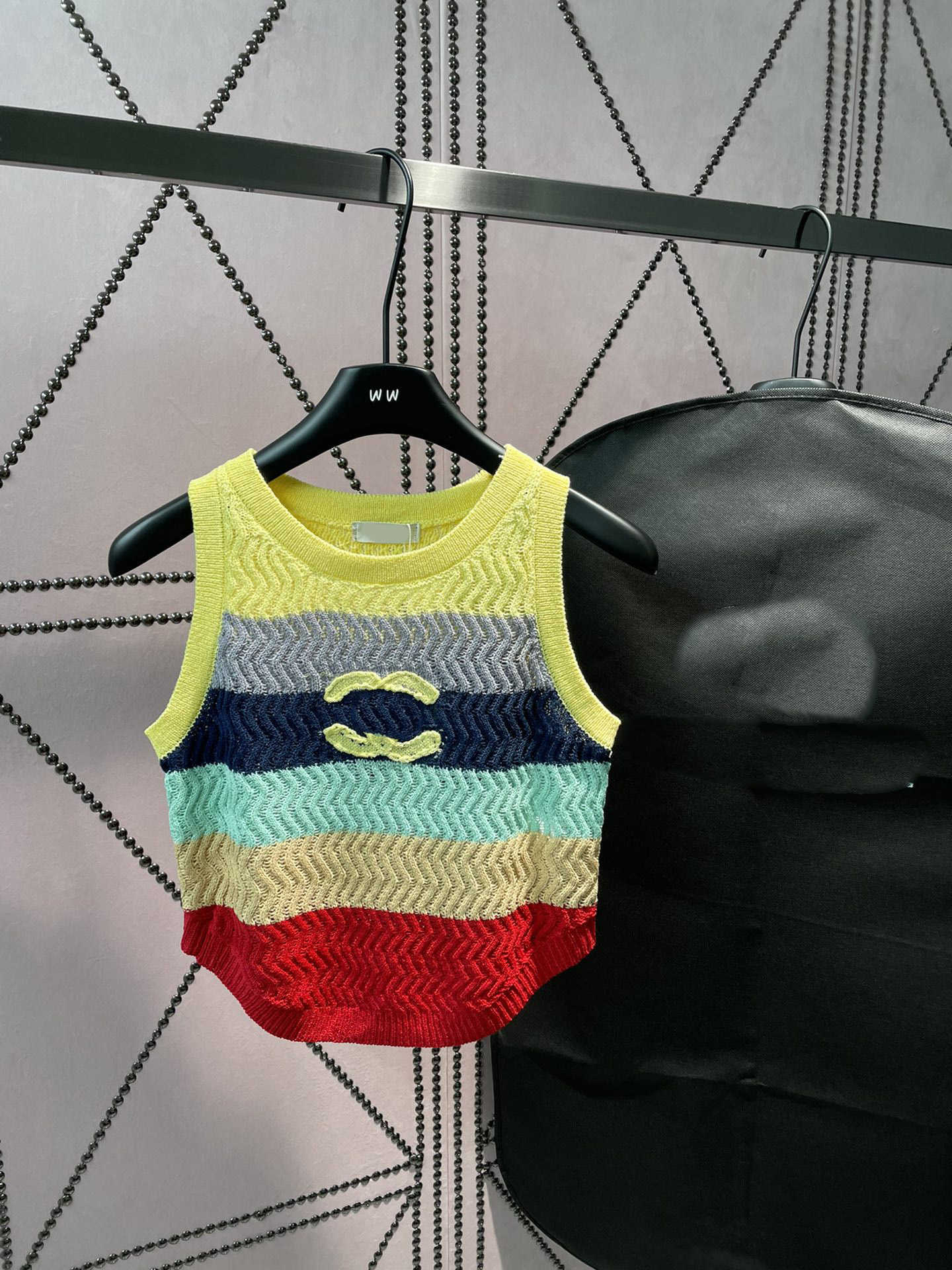 

23ss Camis Vest Camis womens designer clothing tank top Womens Tanks Round neck Color stitching sleeveless knitted vest top womens clothes