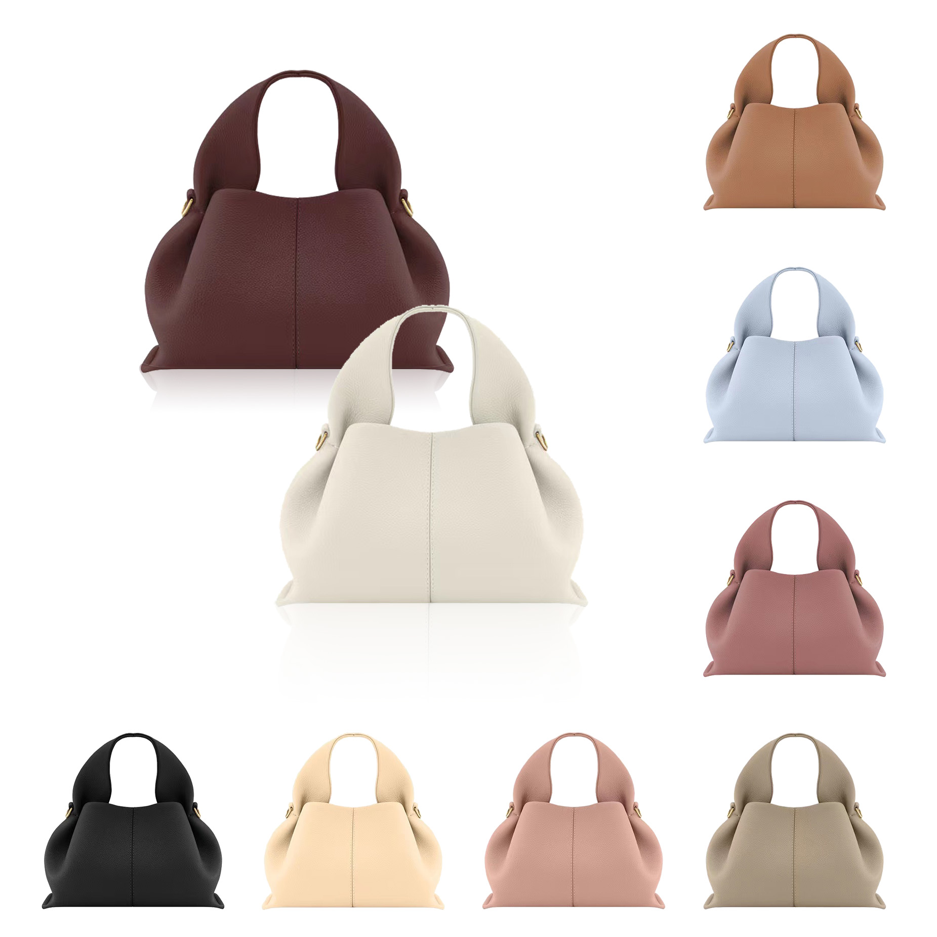 

womens polene numero Nine cloud bag Luxury sac polenes cyme shoulder summer handbag classic designer tote crossbody bag Mens Genuine Leather alma clutch beach bags, Grey