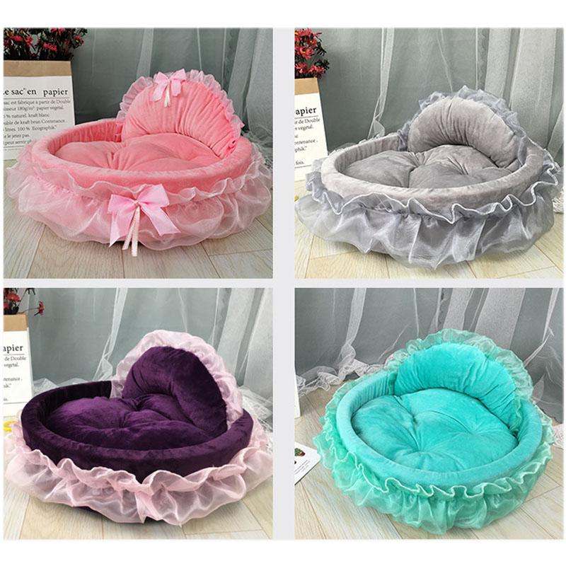 

Accessories Pink Green Princess Nest High Elastic Sponge Tent Lace Washable Kennel Nest Cradle Dog House Dog pet Cat Bed for Small Dogs