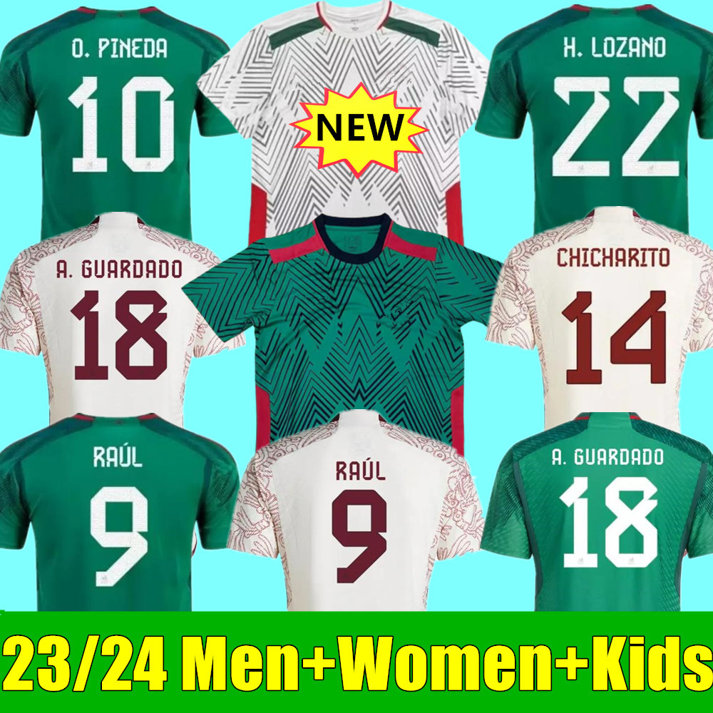 

2023 Mexico new home soccer jerseys fans version H. LOSANO CHICHARITO G DOS SANTOS 20 21 22 23 football shirt men and kids sets MEXICAN uniform, 23/24 adult home