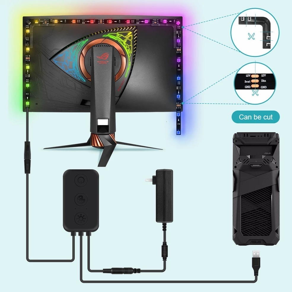

Smart Illumination Computer backlight display screen atmosphere E-sports desktop game screen synchronization streamer color RGB light band 230316